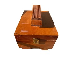 Vintage Wooden Shoe Shine Valet Box Kit Kiwi Mink Oil Horsehair Brush Metal Horn