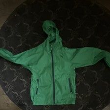 The North Face Boys Green Hooded Windbreaker Jacket Full Zip Nylon Ripstop S/P