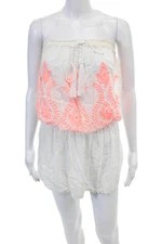 Melissa Odabash Womens Drawstring Strapless Dress Cover-Up White Size M