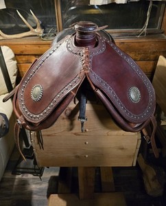 Vintage Cantle Saddle Bags With Sterling Accents Adjustable