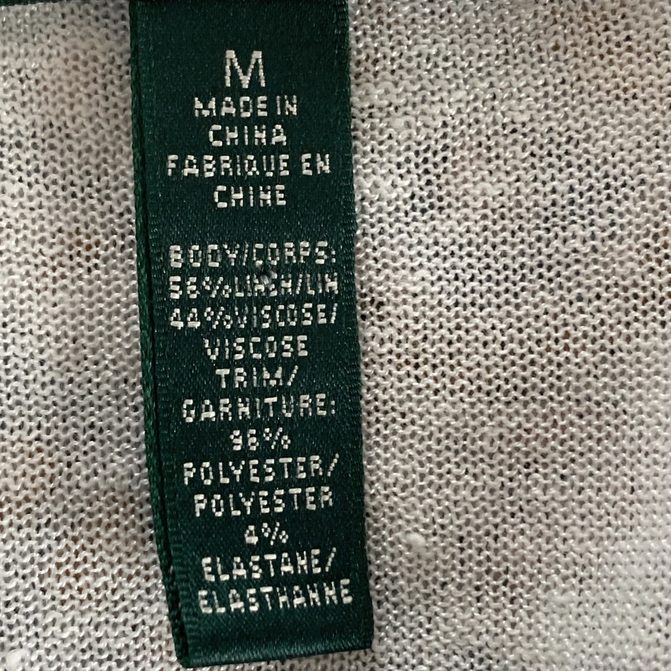 Cárdigan Lauren Ralph Lauren Crema Mezcla de Lino Frente Abierto Estilo Cascada Talla M Foto 4 de 4