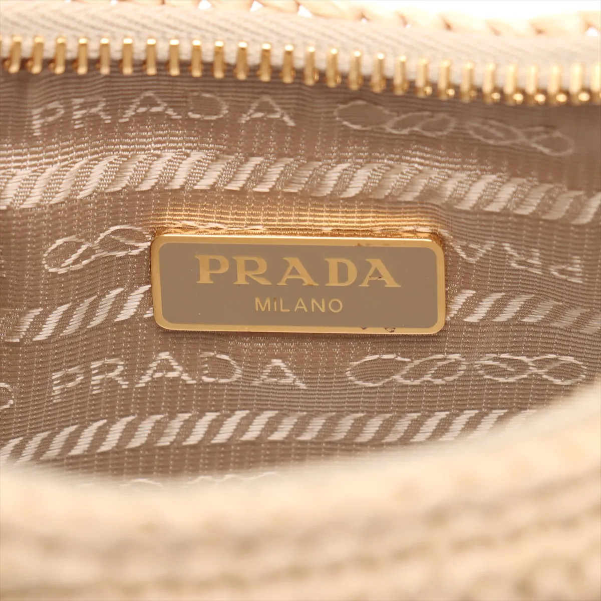 Prada raffia x leather 2 Way Shoulder Bag Beige thumbnail 9