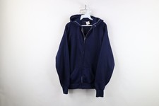 Vintage 70s Streetwear Mens XL Distressed Blank Full Zip Hoodie Sweatshirt USA