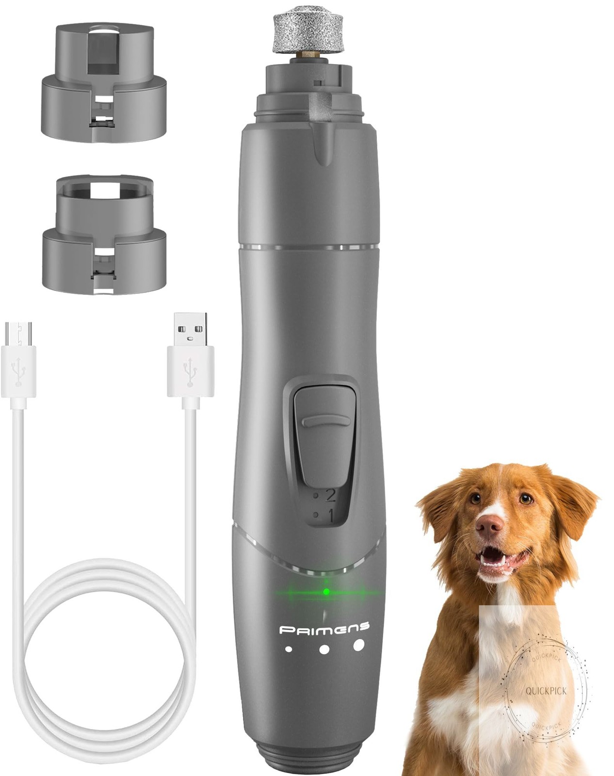 Dog Nail Grinder with LED Light Quiet 2-Speed Pet Nail Trimmer for Small Medium