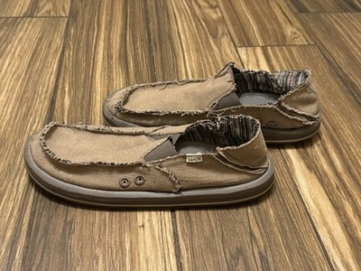 Sanuk Rounder 9 Mens Loafers Sidewalk Tan Brown Canvas  display picture 3