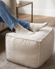 ZICOTO Beautiful Boucle Pouf Ottoman and Foot Rest - Elevate Your Living Room...