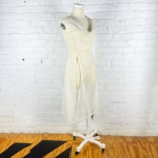 Murmur Mi Cream off white sheer mesh tunic cowl shirt dress US size XS/S