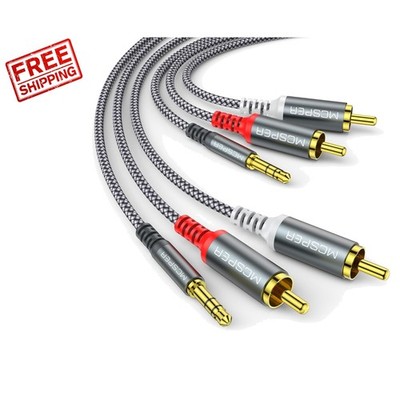 RCA to 3.5mm AUX Cable, (6.6 Feet) 3.5 mm 1/8 to RCA 2-Male Headphone Jack Adapt