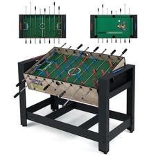 2-in-1 Swivel Multi Game Table with 2 Balls, Cue Sticks-Black