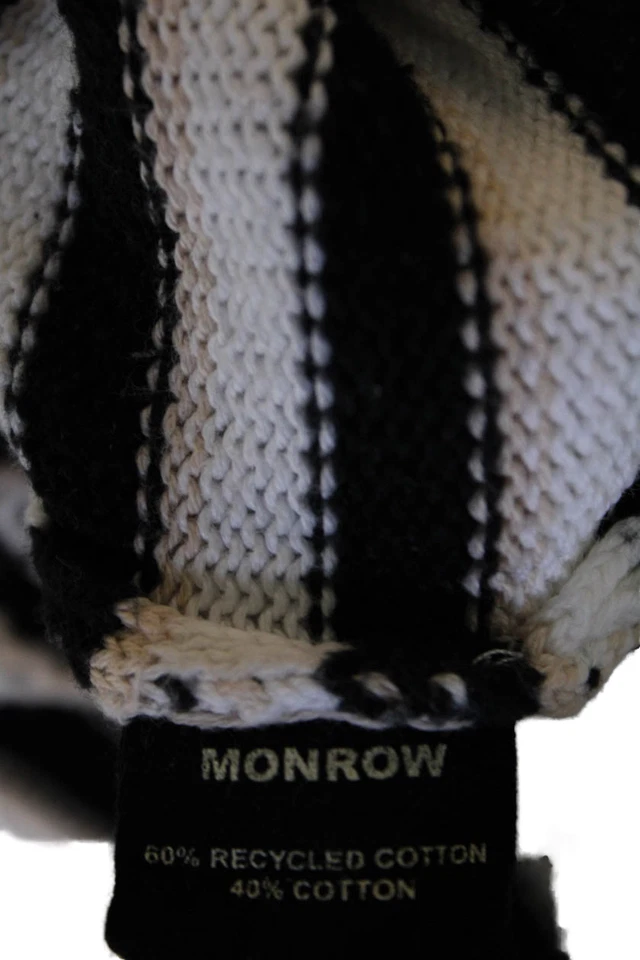 Cárdigan suéter a rayas de algodón tejido abierto Monrow para mujer negro talla múltiple XS Foto 4 de 4