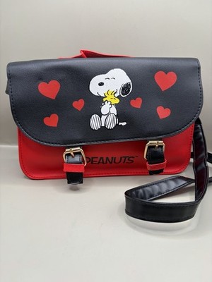 Peanuts Snoopy Red Crossbody Bag Satchel Purse Faux Leather Flaw New