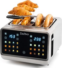 Image of 4 Slice Toaster Stainless Steel Touchscreen Dual Control Wide Slots 6 Modes