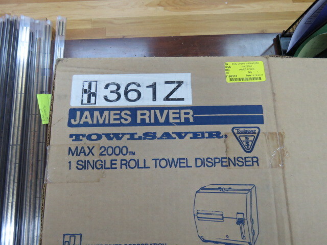 JAMES RIVER  MAX2000 Qty of 1 per Lot PAPER TOWEL DISPENSER; SINGLE ROLL DISPENS