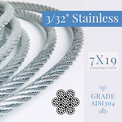 3/32" Stainless Steel Aircraft Wire Rope 304 Grade 7x19 | eBay