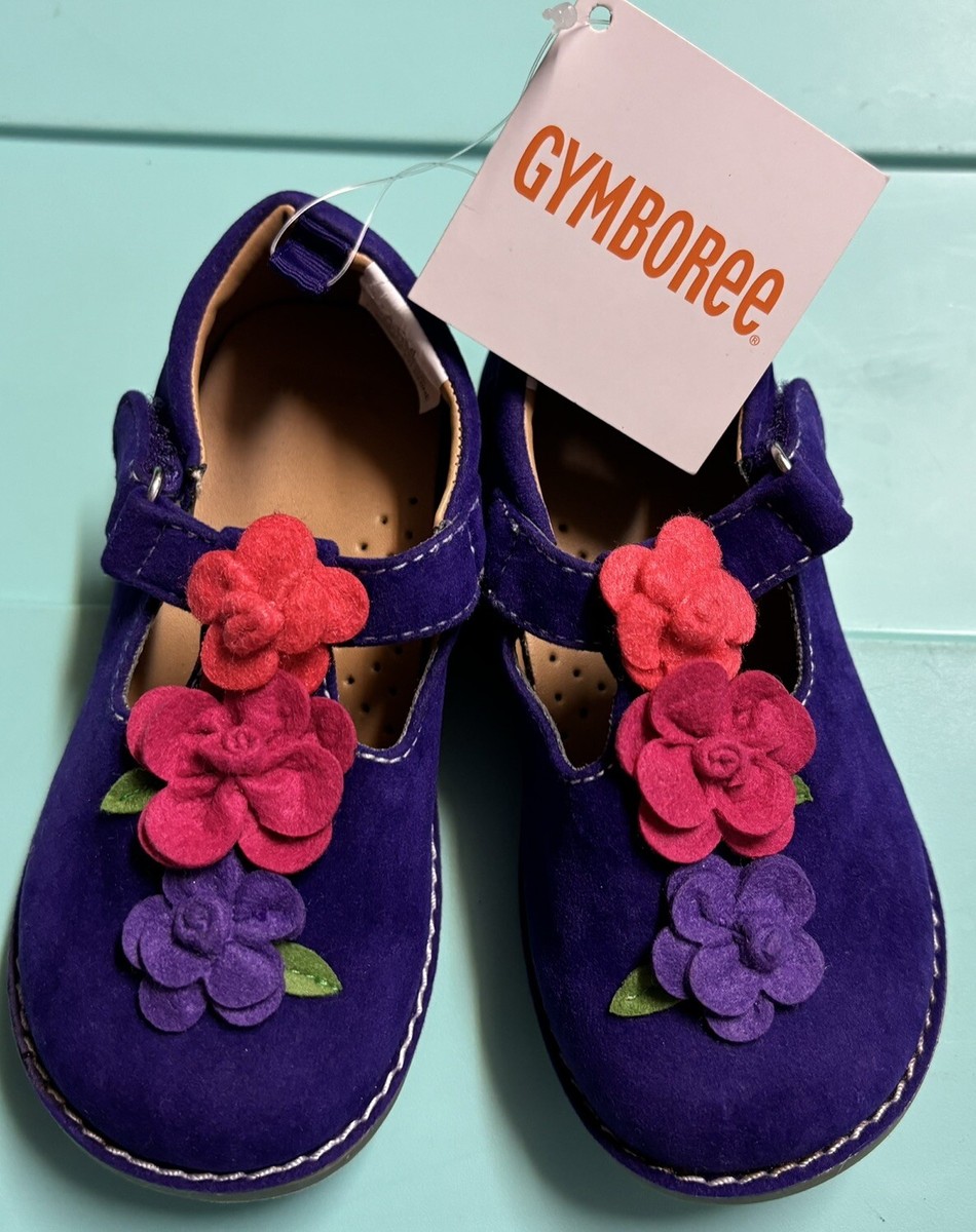 Gymboree Girls' Mary Jane Sneakers – Cute Cotton Canvas Shoes With Touch-Close Strap