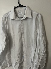 Calvin Klein Shirt Slim Fit Non Iron Slim Fit Performance 16.5 White Striped