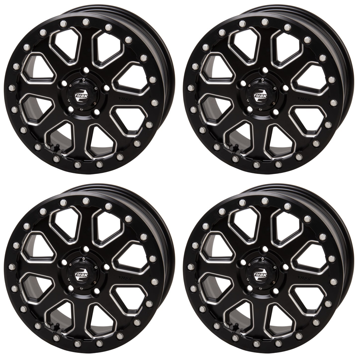 Tusk Uinta Milled Beadlock Wheels Rims Rim 15x7 6+1 Polaris RZR Pro R S ...