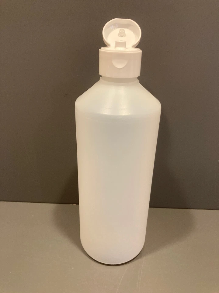 500ML Plastic Bottles Natural HDPE with WHITE Flip Top Lid PACK of 10