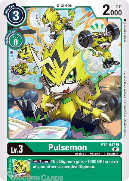 BT8-047 Pulsemon Common Mint Digimon Card