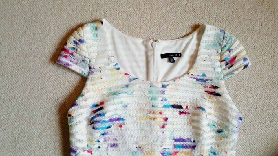 Vestido VINTAGE Mujer-SANGRÍA-blanco/multicolor estampado rayas forrado gorra slv-10 Foto 2 de 4