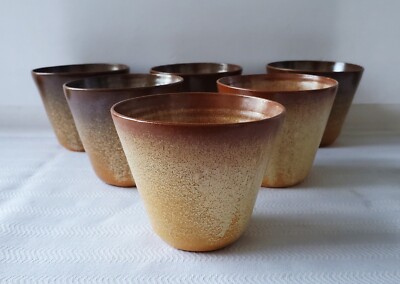 Superb Set of Six Studio Art Pottery Speckled Tumblers / Japanese Teacups