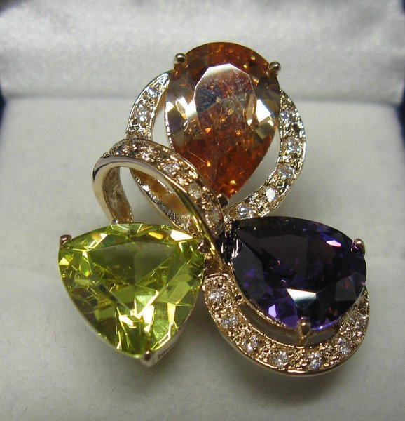 Bague Dolly-Bijoux - Sertie D'un Gros Diamant Cz - Taille 54 - Plaqué Or 18K - Fabriqué En France