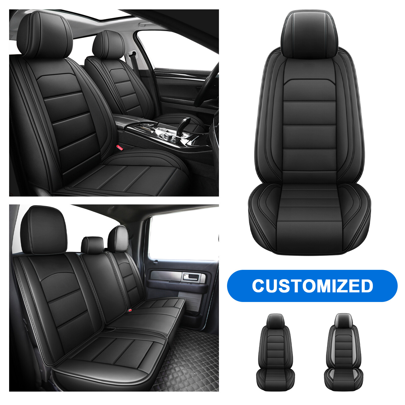 Car Seat Cover Custom For 2011-2021 Grand Cherokee Front Rear Seat PU Leather-image