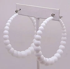E001 Big hoop plastic white color hoops acrylic 2 inch pierced earrings