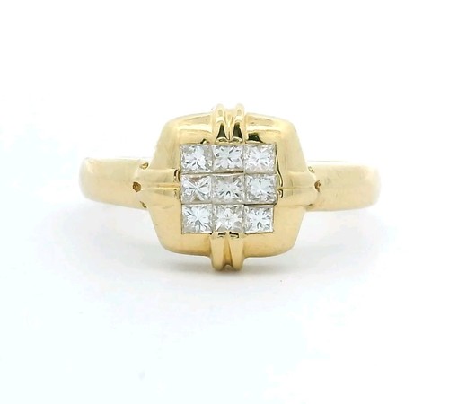 LeVian 18K Yellow Gold Natural Princess Cut Diamond Ring Size 6.75 MSRP $2,000 - Picture 1 of 11
