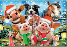 Ponies and Paws Holiday Collection - Farm Animals Christmas-10 Cards & Envelopes