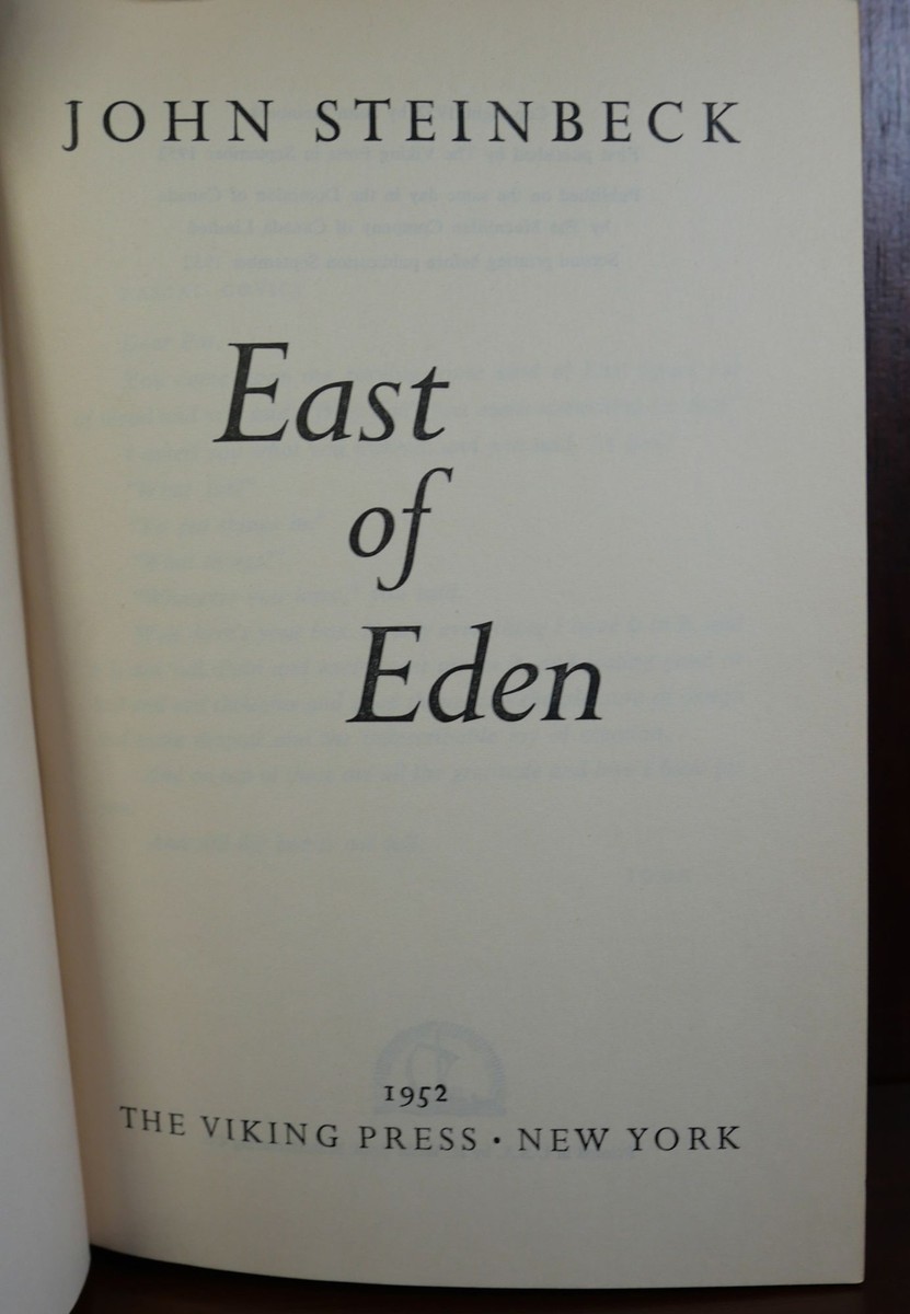 John Steinbeck / East of Eden 1st Edition 1952 | eBay