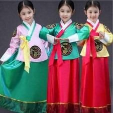 3Colors Korean Traditional Cloth Hanbok Kid Girl Women Maxi Dress Stage Costume