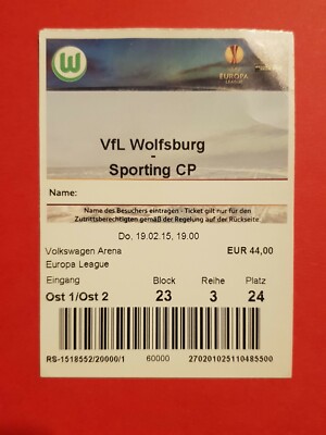 Used Ticket UEFA CL EL 2014/15 VfL Wolfsburg vs Sporting Lisbon Portugal