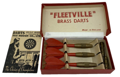 Selfridge s Fleetville Brass Darts No. 6/1L England 3 w/2 Extra Tips Org Rules