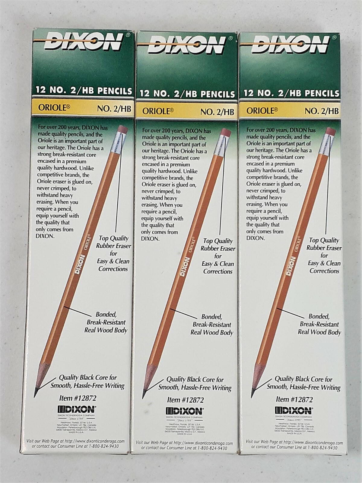 36 Vintage Dixon Oriole Pencils 12872 No. 2 2/HB 3 Boxes of 12 Made in