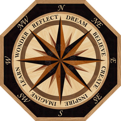 Hardwood Wood Floor Medallion Inlay Compass Rose Inspired 