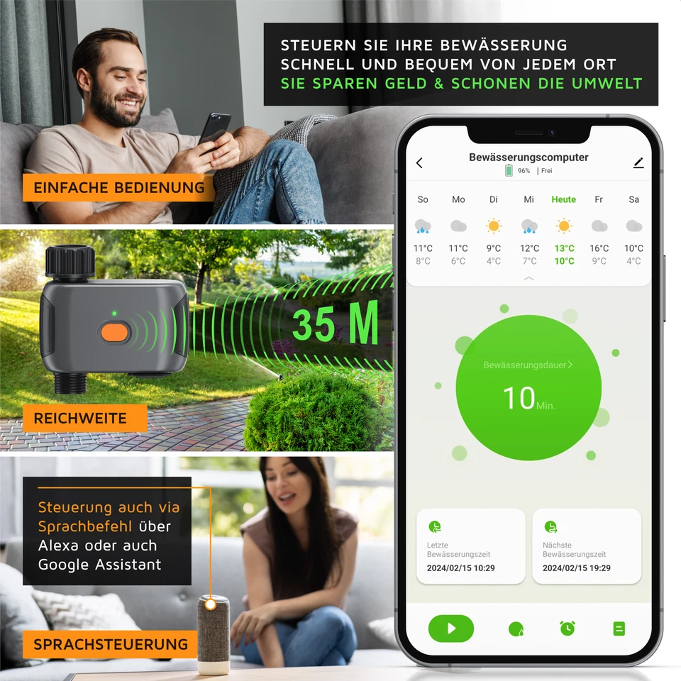 Brandson EL Bewässerungscomputer Wlan Programmierbar per APP IP55 - Bild 3 von 4