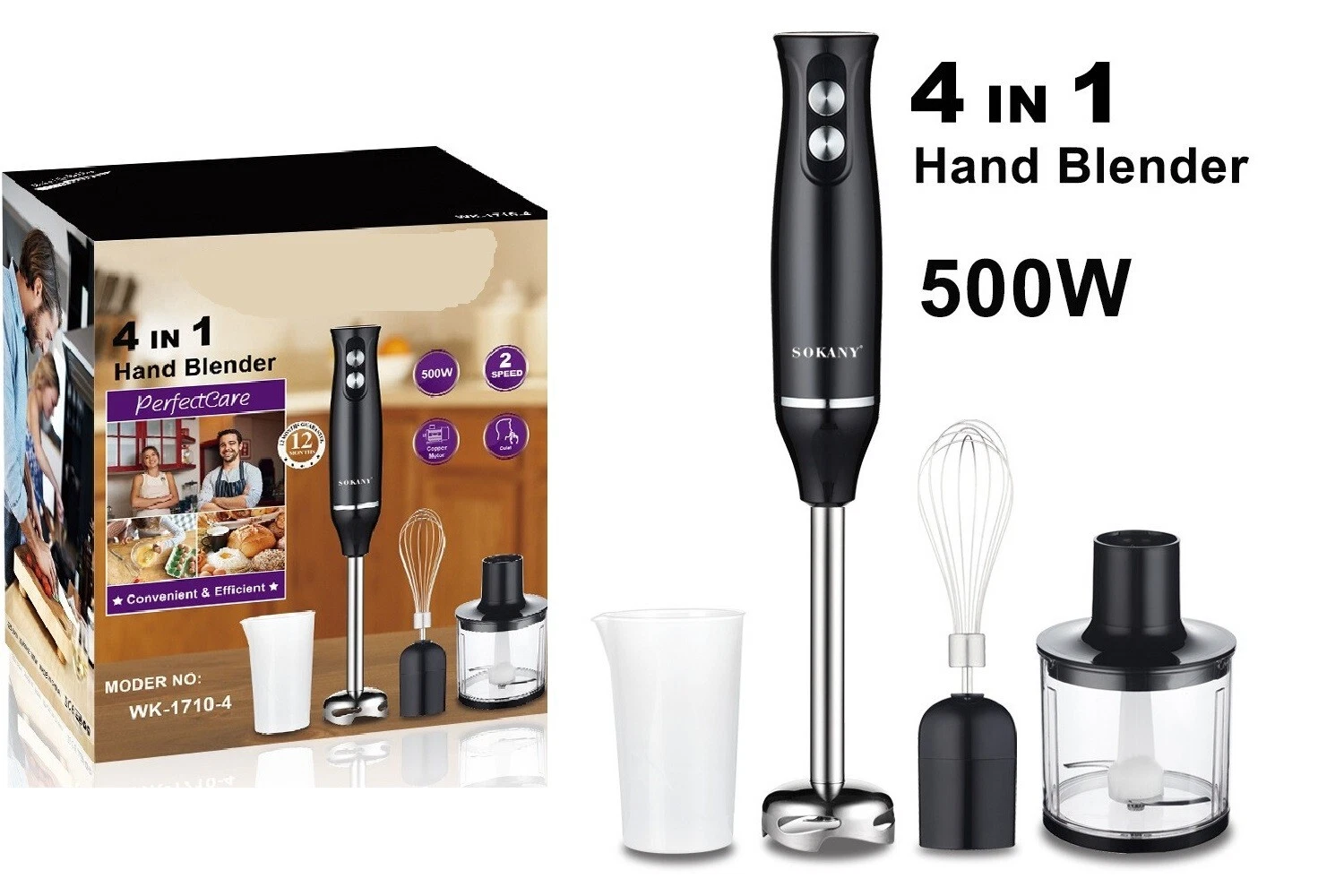 4 in 1 Immersion Hand Mixer Blender Multi-function Stick Electric Egg Beater