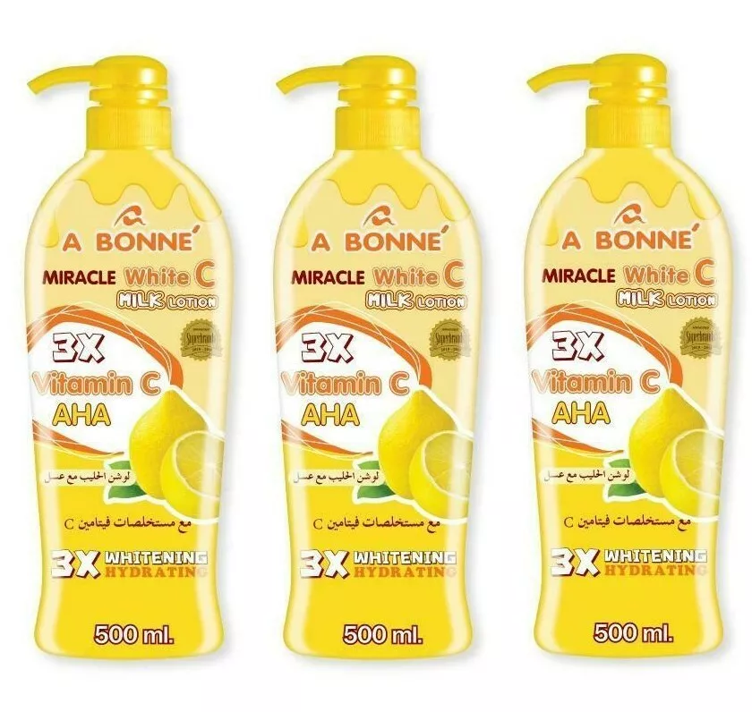 PACK3x500ML A BONNE Milk Body Lotion Miracle White Extra Vitamin C AHA Whitening
