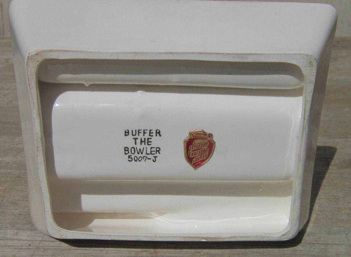 Vtg BUFFER THE BOWLER Ceramic ASHTRAY 5007-J Shafford JAPAN Rare