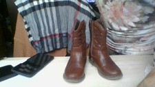 Cat  Jack Children's Size 8 Brown Western Side-Zip Cowgirls Boots Scuffed Toe