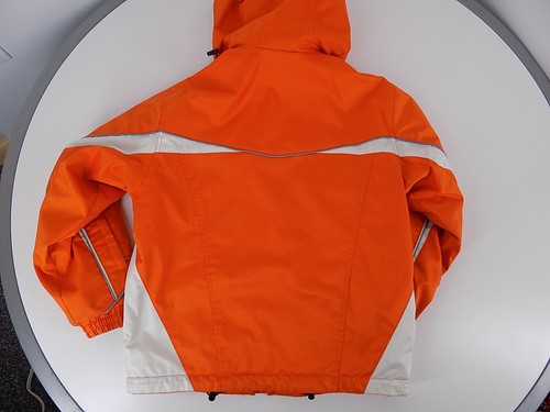 vtg 90's FABLICE hooded orange Ski Jacket made Japan, 38" chest youth size 16/18 - Picture 6 of 11