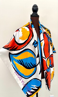 New Unisex Louis Vuitton Oversize Scarf Monogram Flower White Multicolor Wrap