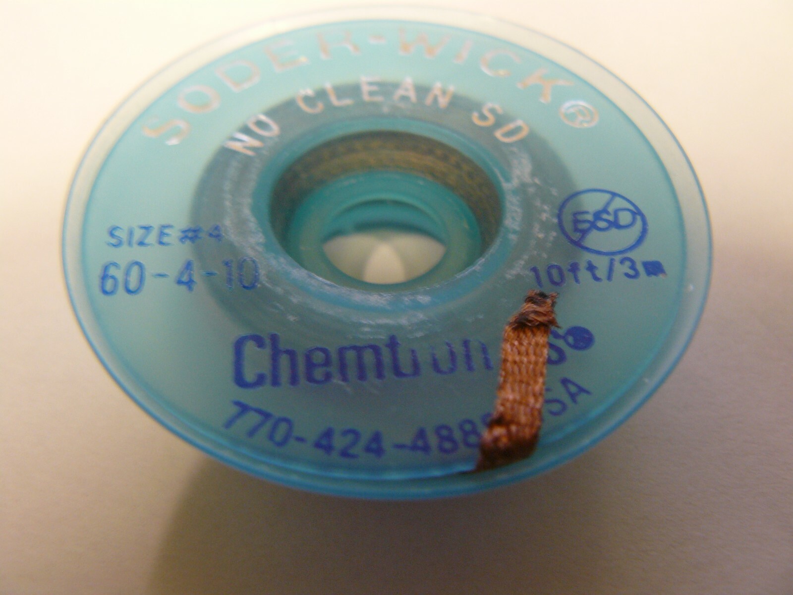 Chemtronics 60410 soder wick desoldering braid size 4 no clean SD