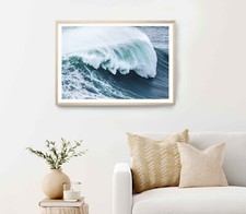 Closeup Shot Beautiful Blue Sea Wave Poster Premium Quality Choose your Size