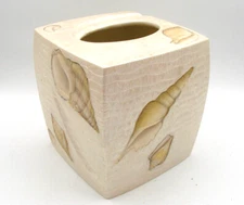 Croscill Tissue Box Cover Opalescent Beach Haven Hand Painted Shells Resin Decor