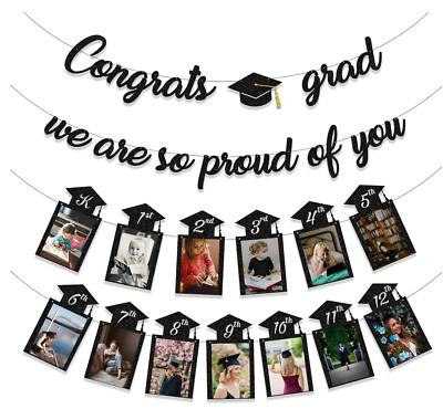 Graduation 2025 Party Decorations   Congrats & Photo Banner (Pre-Strung)