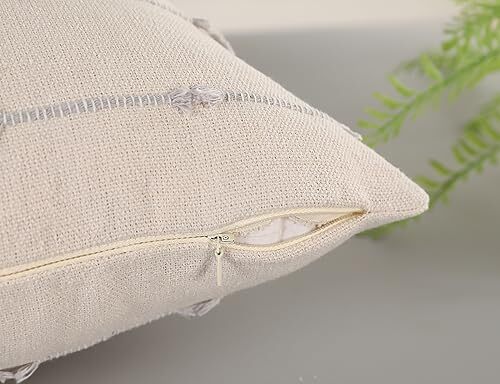 Boho Long Lumbar Pillow Covers 12 x 24 Grey,Classic Stripe 12" x 24" Stone Grey - Picture 4 of 5
