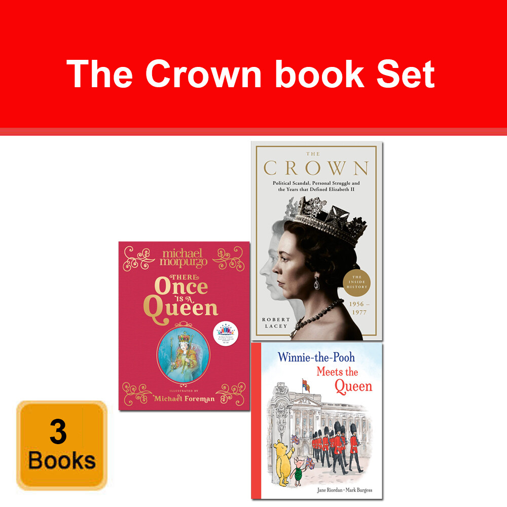 Set of 3 Books The Crown, There Once is a Queen, Winnie the Pooh Meets the Queen