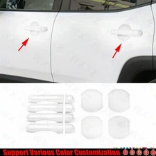 For Jeep Renegade 2016+ Bright White Car Side Door Handle Bowl Cover Trim 12PCS